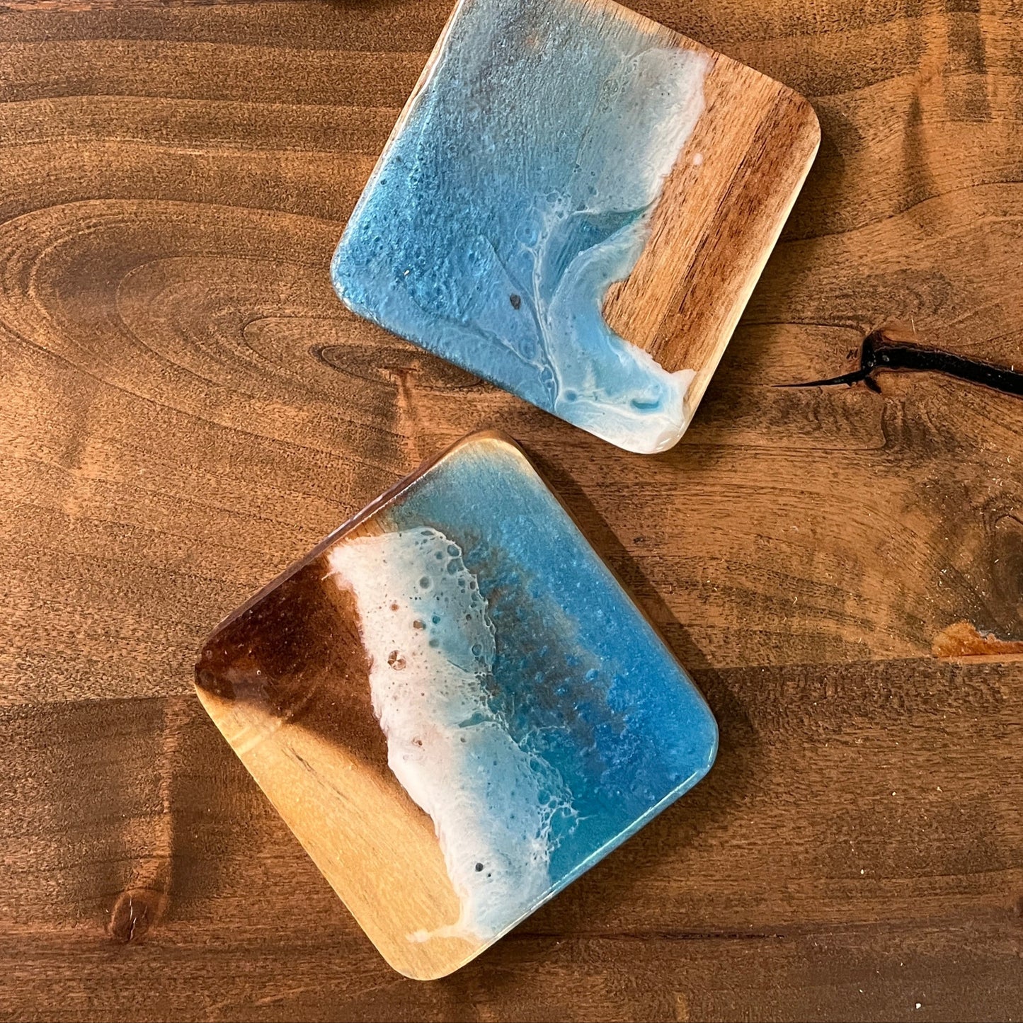 Ocean Pour Workshop: Wooden Coasters