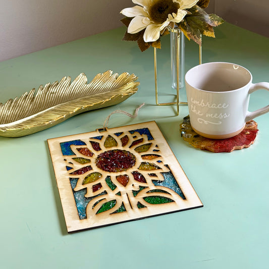 Sunflower Crushed Glass Suncatcher Kit