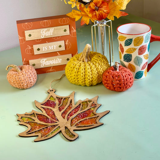 Leaf Crushed Glass Suncatcher Kit