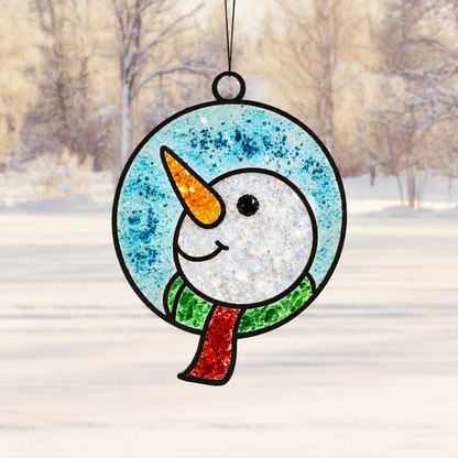 Snowman Crushed Glass Suncatcher Kit