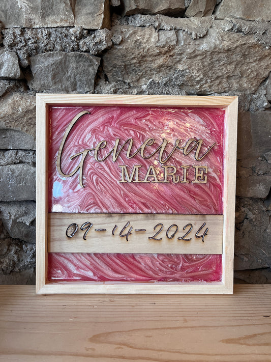 Custom Epoxy Baby Sign Workshop