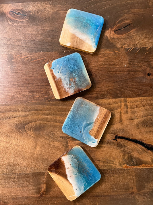 Ocean Pour Workshop: Wooden Coasters