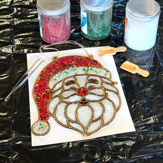 Santa Crushed Glass Suncatcher Workshop