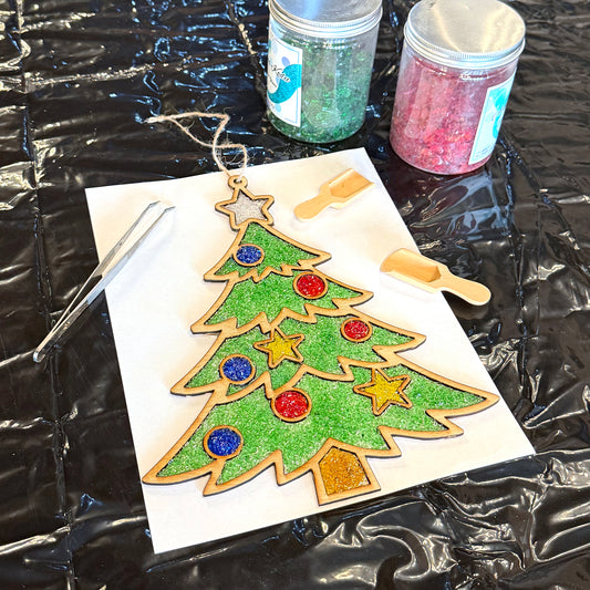 Christmas Tree Crushed Glass Suncatcher Workshop