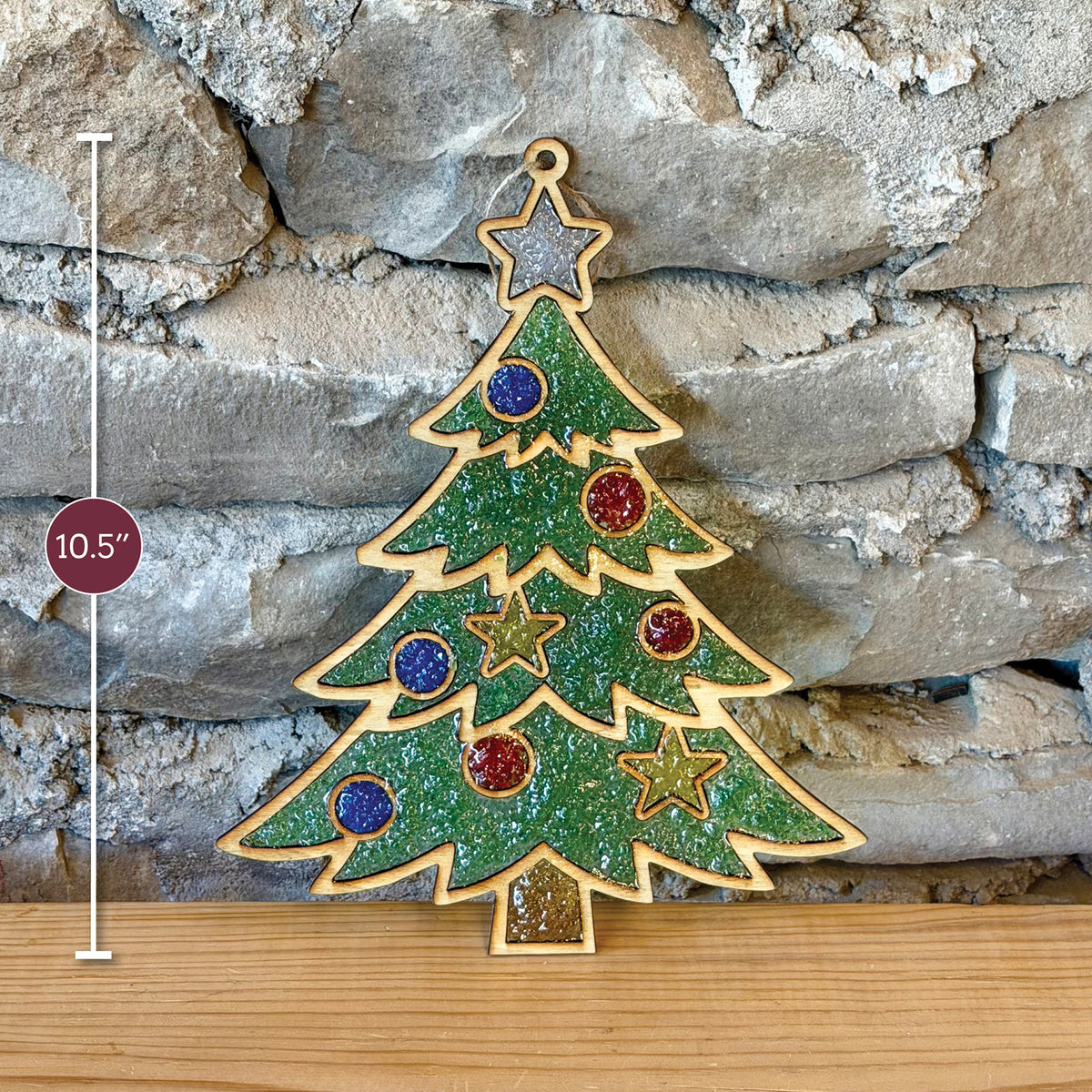 Christmas Tree Crushed Glass Suncatcher Kit