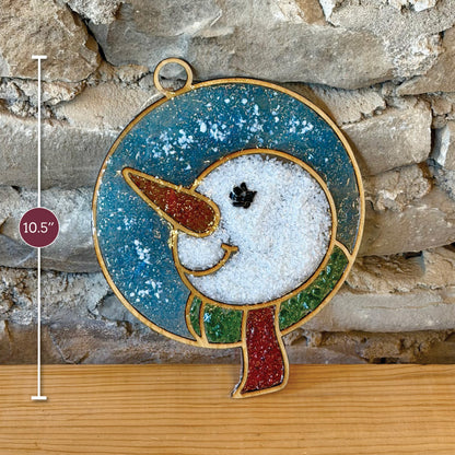 Snowman Crushed Glass Suncatcher Kit