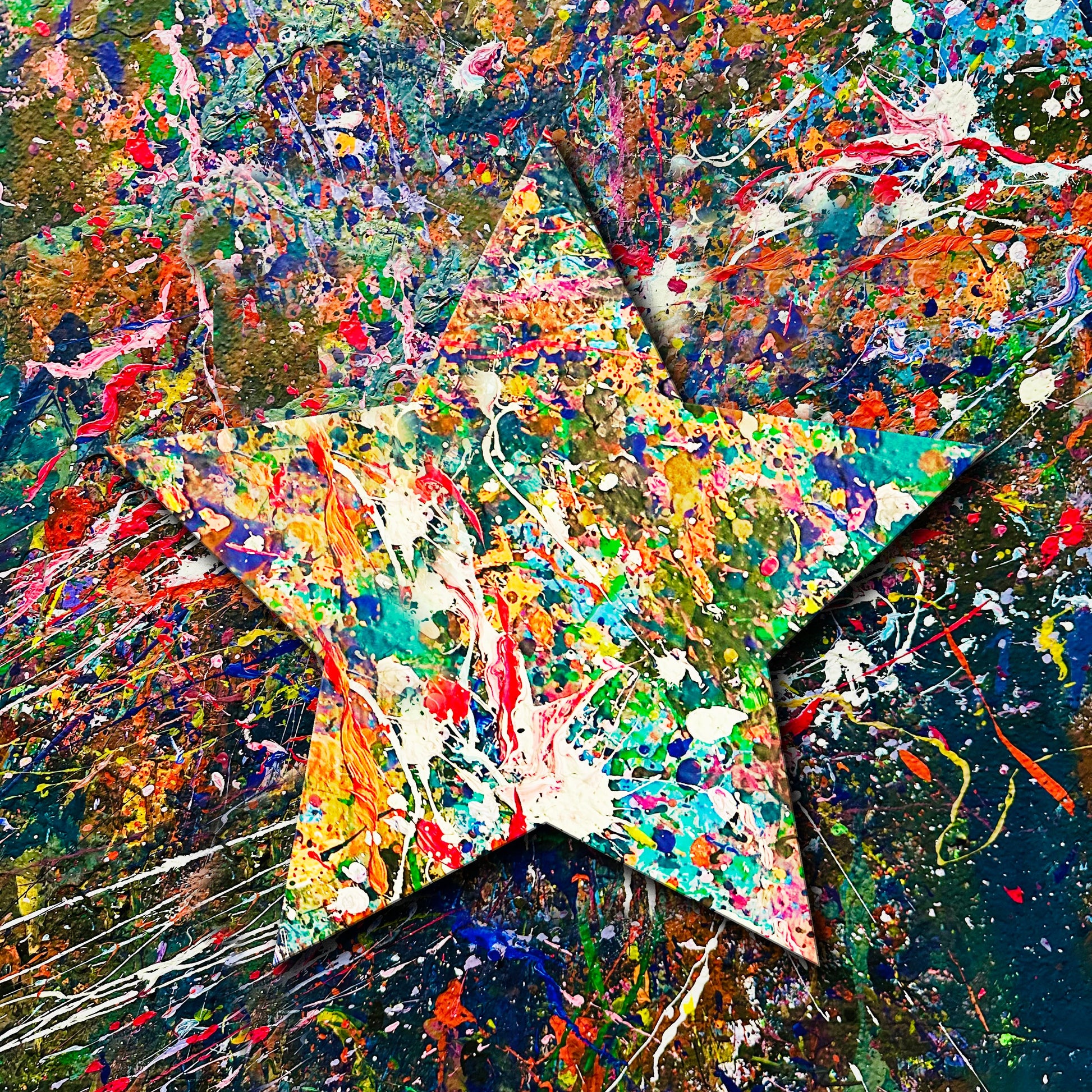 Colorful abstract painting with a star shape
