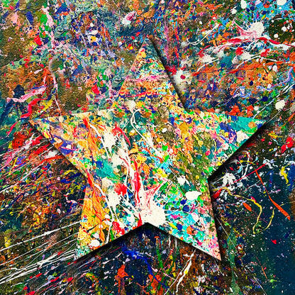 Colorful abstract painting with a star shape