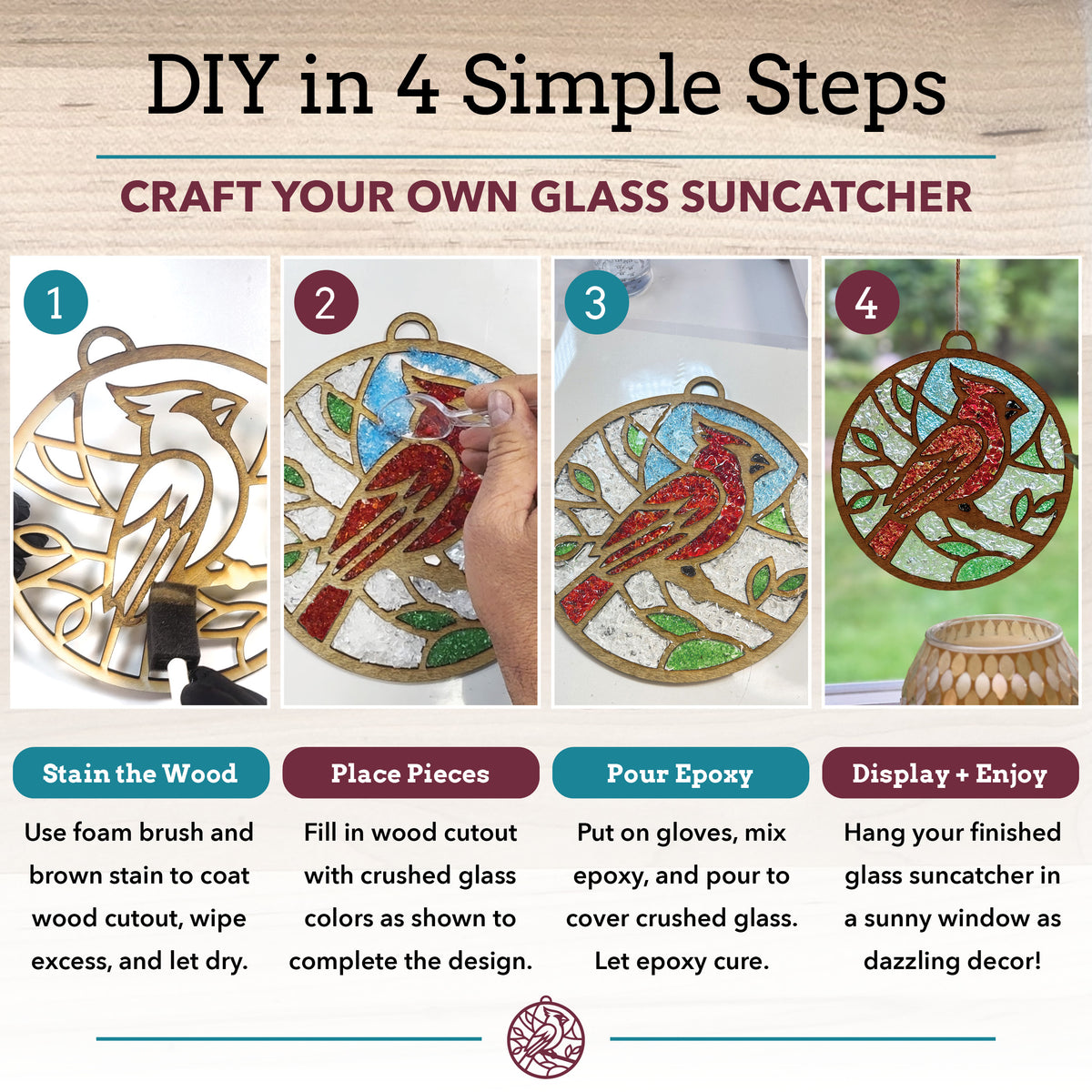Cardinal Crushed Glass Suncatcher Kit
