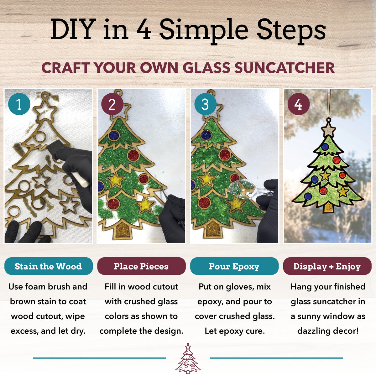 Christmas Tree Crushed Glass Suncatcher Kit