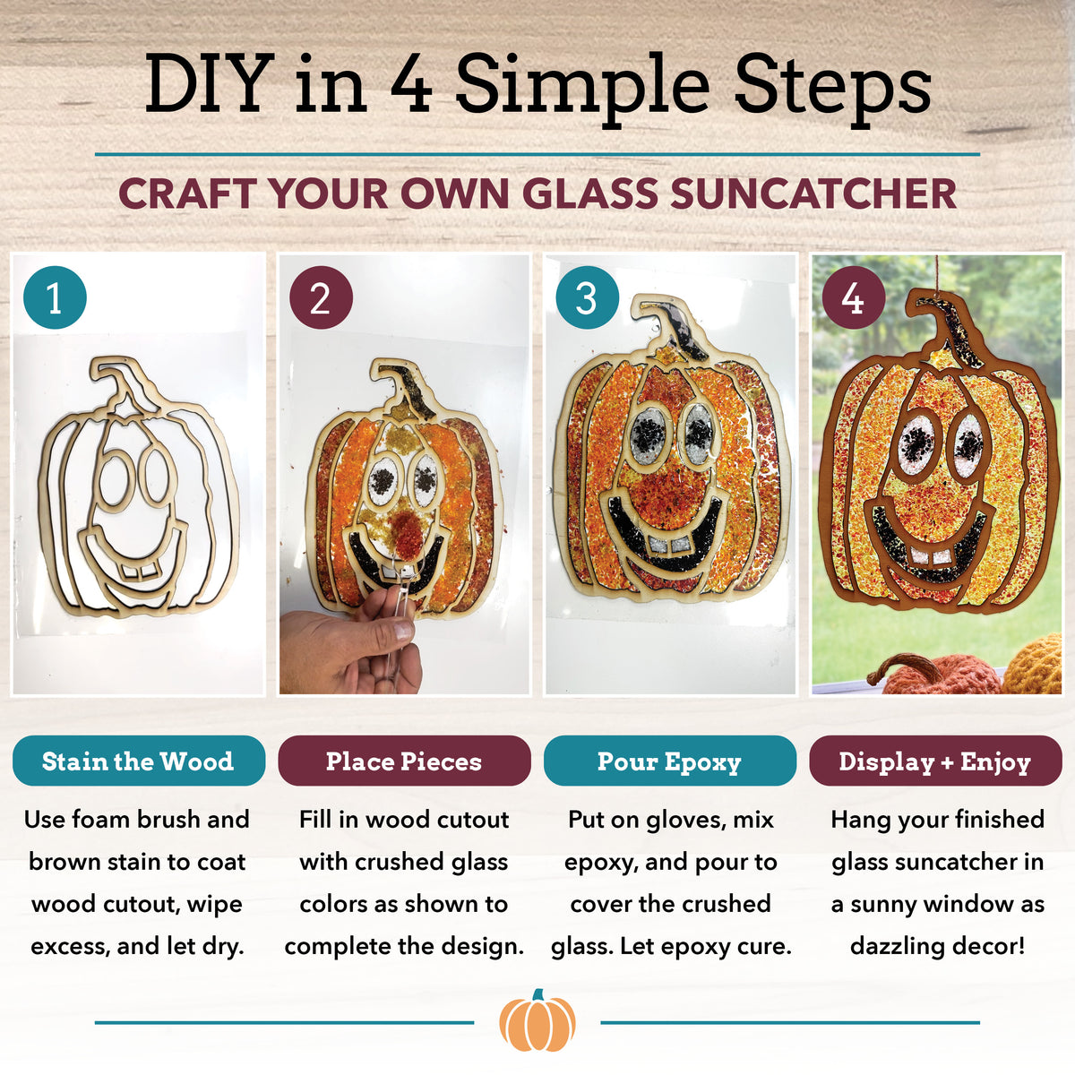 Jack-o'-Lantern Crushed Glass Suncatcher Kit