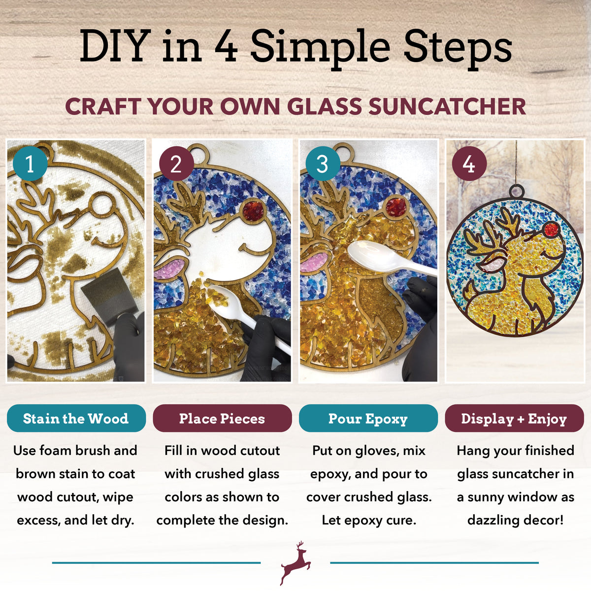 Reindeer Crushed Glass Suncatcher Kit