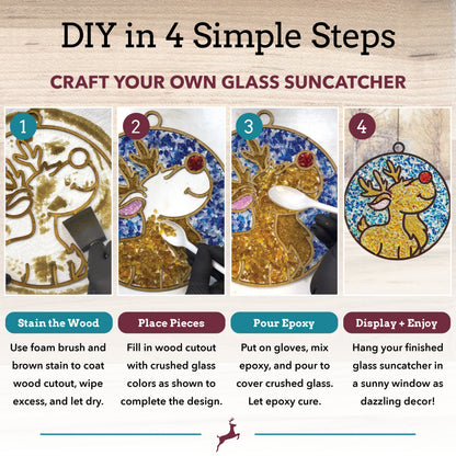 Reindeer Crushed Glass Suncatcher Kit