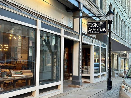 Fisk Avenue furniture store front on a city street