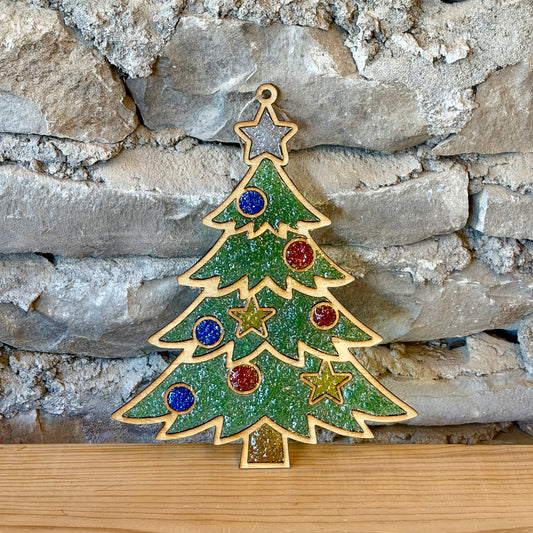 Christmas Tree Crushed Glass Suncatcher Workshop