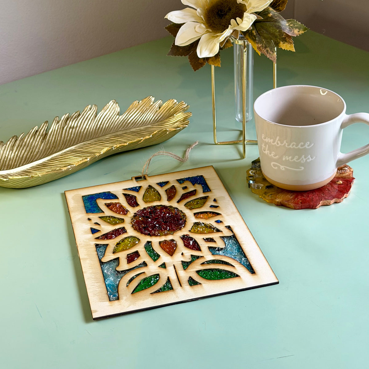 Sunflower Crushed Glass Suncatcher Kit