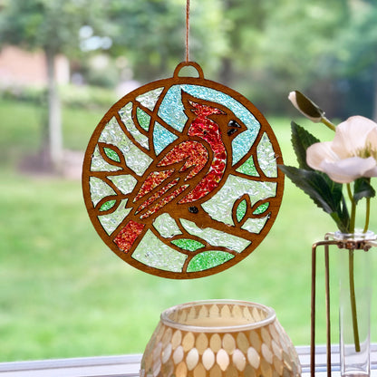 Cardinal Crushed Glass Suncatcher Kit