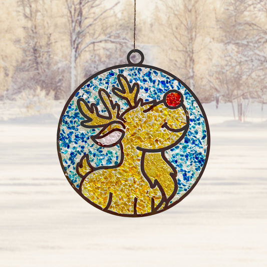 Reindeer Crushed Glass Suncatcher Kit