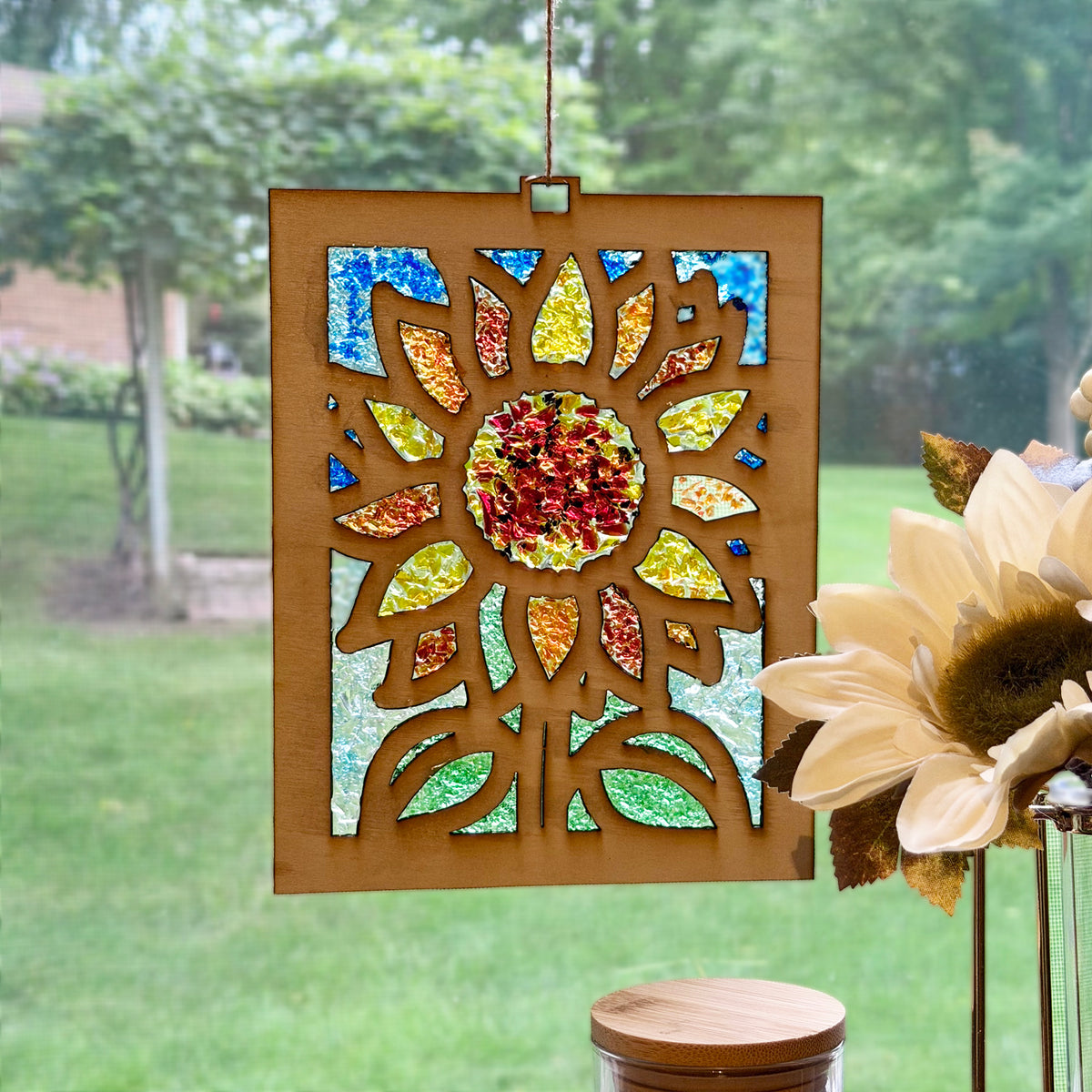 Sunflower Crushed Glass Suncatcher Kit