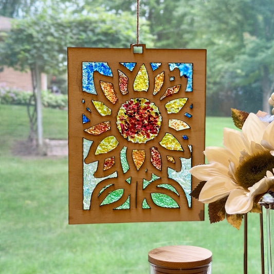 Sunflower Crushed Glass Suncatcher Kit